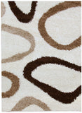 Modern Shag Rug Hoops Ivory, Beige, Brown