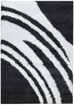 Modern Shag Rug Brush Strokes Charcoal, White