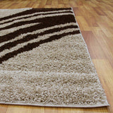 Modern Shag Rug Brush Strokes Beige, Brown