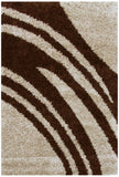 Modern Shag Rug Brush Strokes Beige, Brown