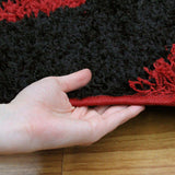 Modern Shag Rug Brush Strokes Red, Black