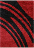 Modern Shag Rug Brush Strokes Red, Black