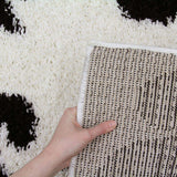 Damask Style Print Shag Rug Black White