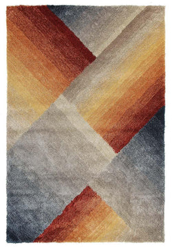 Haley Textured Rust Grey Multi Coloured Rug