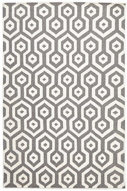 Urban Hive Flat Weave Wool Rug Grey