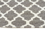 Bazaar Grey Trellis Wool Flat Weave Rug