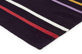 Oslo Stripe Flat Weave Wool Rug Multi Black