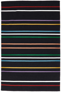 Oslo Stripe Flat Weave Wool Rug Multi Black