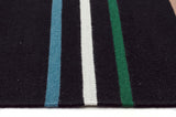 Oslo Stripe Flat Weave Wool Rug Multi Black