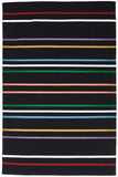 Oslo Stripe Flat Weave Wool Rug Multi Black