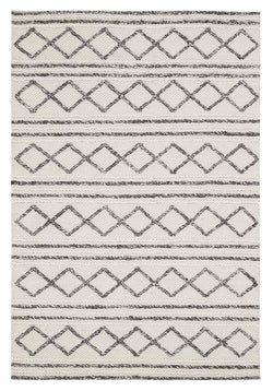 Milly Textured Woollen Rug White Grey