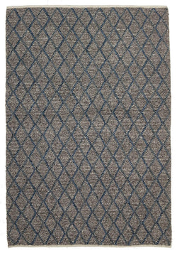 Luxury Madras Felted Wool Rug Blue Grey