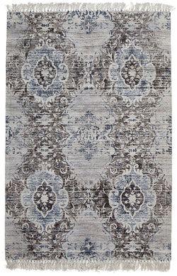 Shirley Viscose Flatweave Rug Silver Navy