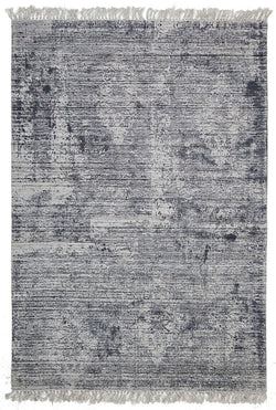 Bronti Viscose Flatweave Rug Silver Navy