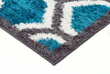 Hive Shag Rug Charcoal and Blue