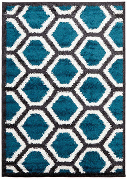 Hive Shag Rug Charcoal and Blue