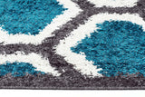 Hive Shag Rug Charcoal and Blue