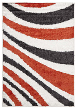 Burst Shag Rug Tangerine and Charcoal