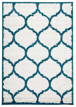 Shadow Shag Rug White and Blue