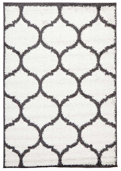 Shadow Shag Rug White and Charcoal