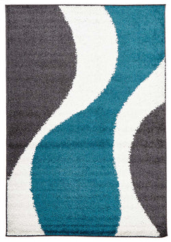 Enigma Shag Rug Blue Charcoal White