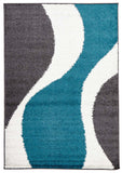 Enigma Shag Rug Blue Charcoal White