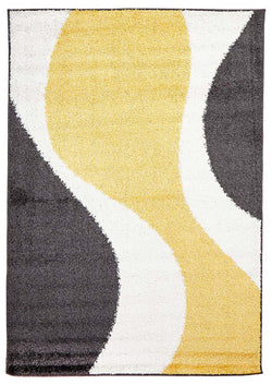 Enigma Shag Rug Yellow Charcoal White